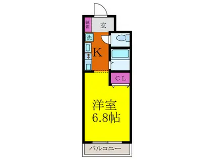 ビバリー千里丘(1K/1階)の間取り写真