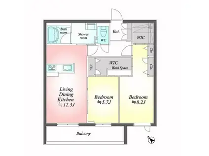 シャーメゾンステージ富田B(2LDK/3階)の間取り写真