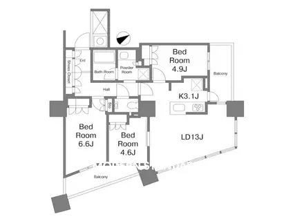 ザ・パークハウス西新宿タワー60(3LDK/36階)の間取り写真