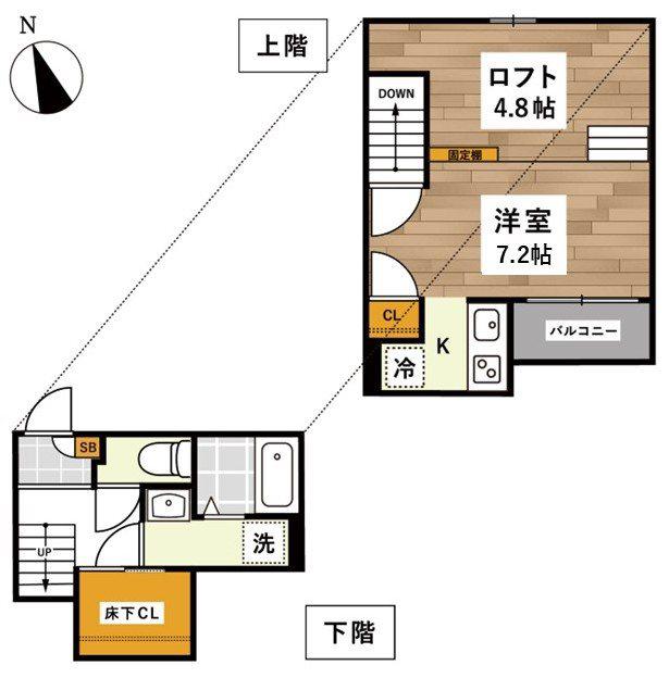 ADC黒髪ベース(1K/1階)の間取り写真