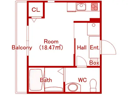 YKヒルズ横浜三ッ沢1(1K/3階)の間取り写真