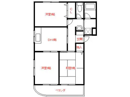 ザ・ブライトン(3DK/3階)の間取り写真