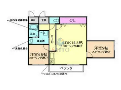 JSC豊中城山(2LDK/3階)の間取り写真
