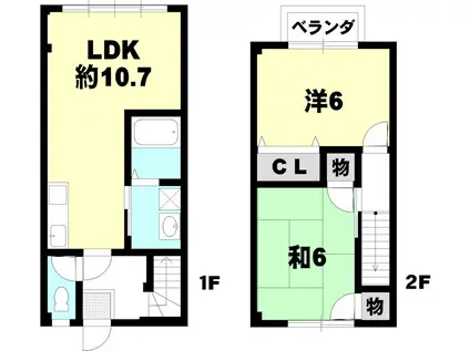ドミールQ(2LDK/1階)の間取り写真