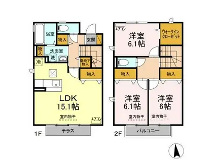カーサベルヴィ A(3LDK/1階)の間取り写真