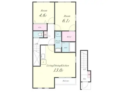 アドウェル壱番(2LDK/2階)の間取り写真
