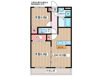 ファミールヴィラ深芝I(2LDK/1階)の間取り写真