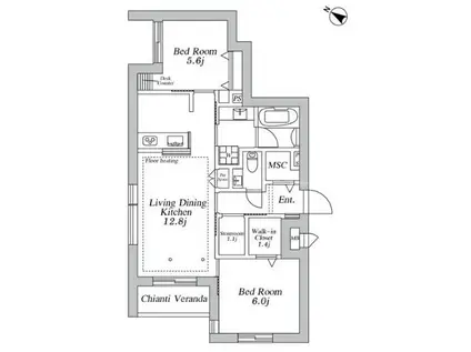 GREENCREST(2SLDK/2階)の間取り写真
