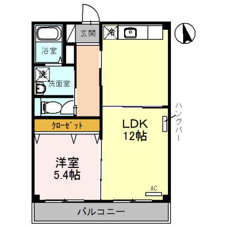 ツクモハイツ(1LDK/2階)の間取り写真