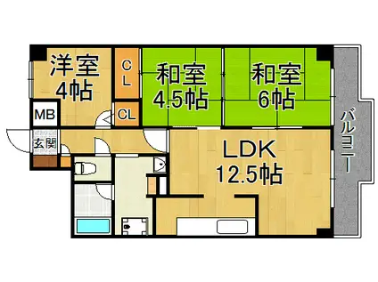エクセル甲子園口(3LDK/2階)の間取り写真