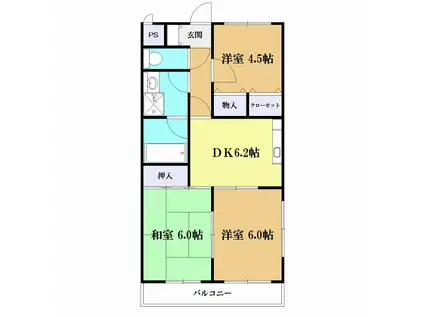 サルドセジュール(3DK/4階)の間取り写真