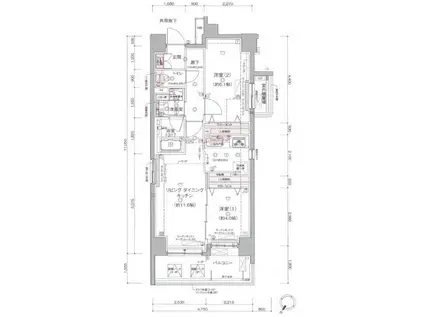 オルシア福生(2LDK/2階)の間取り写真