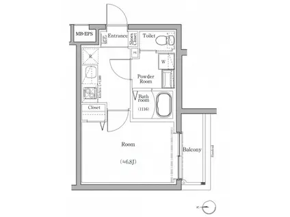 スカイコートソレア新丸子(1K/4階)の間取り写真