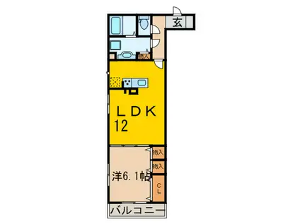 カルム鷺沼(1LDK/2階)の間取り写真