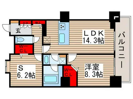 ロイヤルパークスタワー南千住(1SLDK/34階)の間取り写真