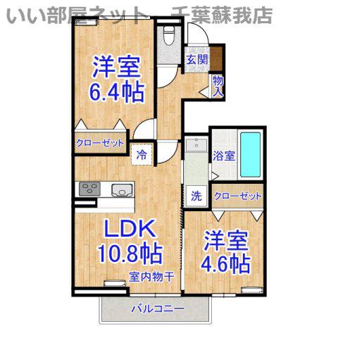 フォレストウッド A棟(2LDK/1階)の間取り写真