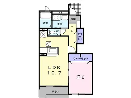 ソリシェール(1LDK/1階)の間取り写真