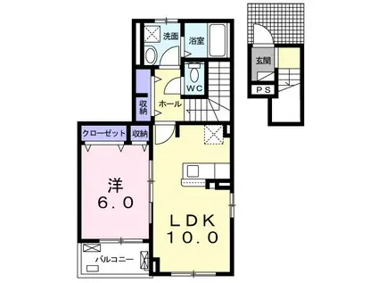 プランドゥール(1LDK/2階)の間取り写真