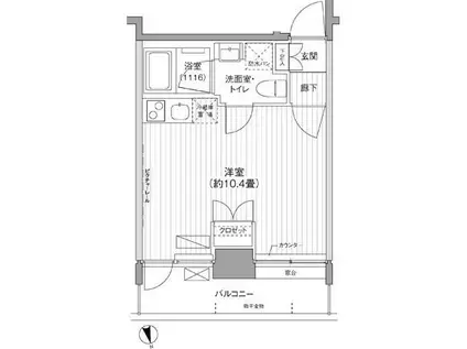 コスモリード川崎(ワンルーム/9階)の間取り写真