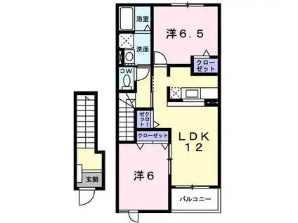 グランツフリューゲルA(2LDK/2階)の間取り写真