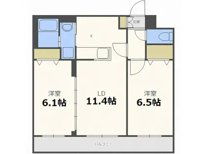 RITZ GRANDE東札幌(2LDK/3階)の間取り写真