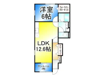 バードランドB(1LDK/1階)の間取り写真