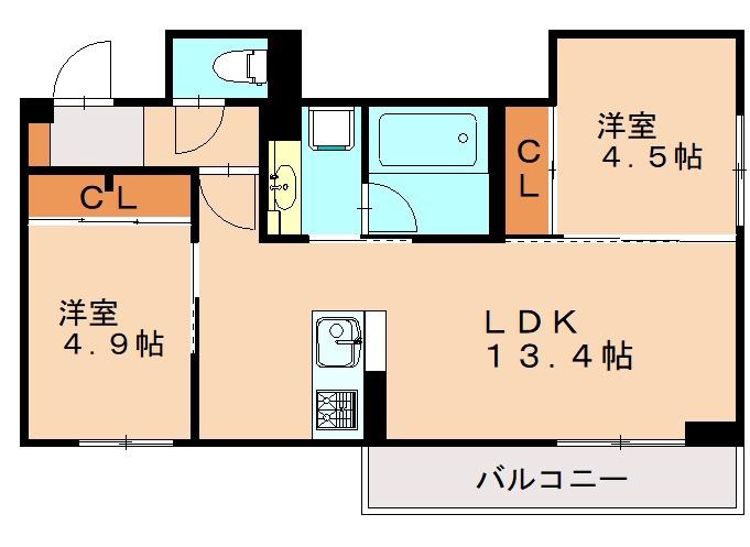 D-ROOM伊賀駅東(2LDK/2階)の間取り写真