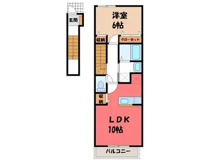 プリムローズ(1LDK/2階)の間取り写真