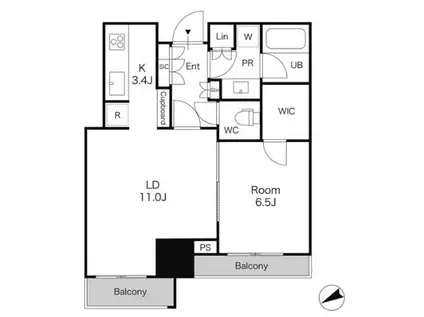 パークコート六本木ヒルトップ(1LDK/6階)の間取り写真