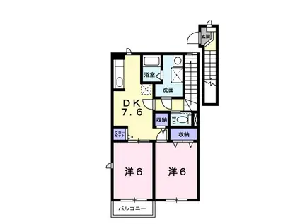 セレーノA(2DK/2階)の間取り写真