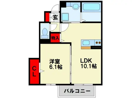 D-ROOMたかむら A棟(1LDK/1階)の間取り写真