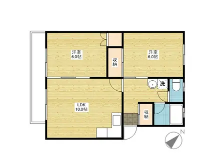 新涯マンションB棟(2LDK/1階)の間取り写真