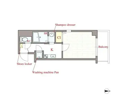 地下鉄中央線 谷町四丁目駅 徒歩5分 10階建 築17年(1K/9階)の間取り写真