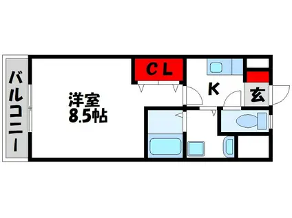 ミルキーウェイI(1K/3階)の間取り写真