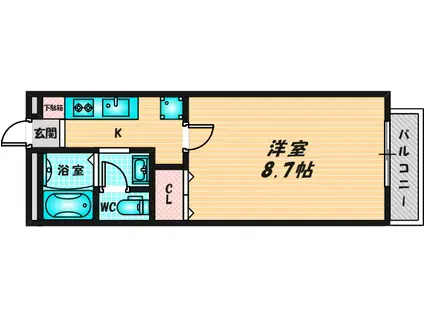 GRAND CHARIOT(1K/1階)の間取り写真