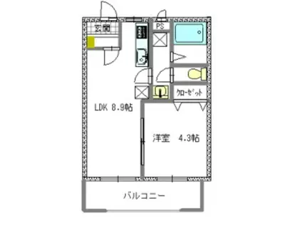 カルムコリーヌ(1LDK/1階)の間取り写真