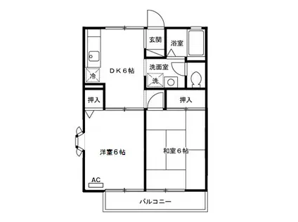 ヴィラグレース(2DK/2階)の間取り写真