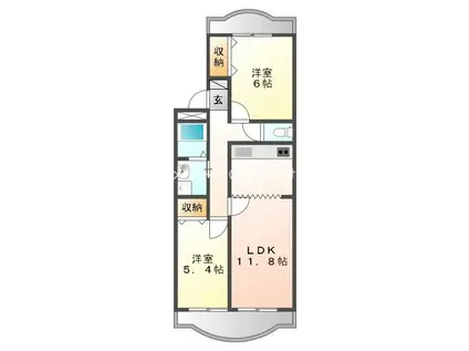 フローラリヴェール(2LDK/1階)の間取り写真