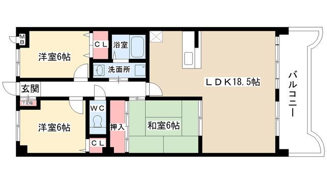 アルカディアV(3LDK/2階)の間取り写真