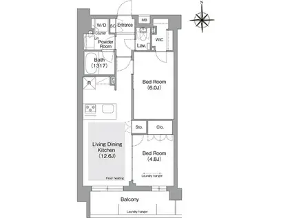 コンフォリア・リヴ文京護国寺(2LDK/B1階)の間取り写真