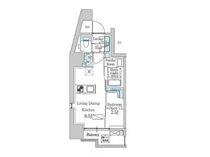 デュオフラッツ品川戸越(1LDK/2階)の間取り写真