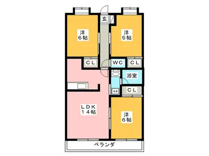クレアール(3LDK/3階)の間取り写真
