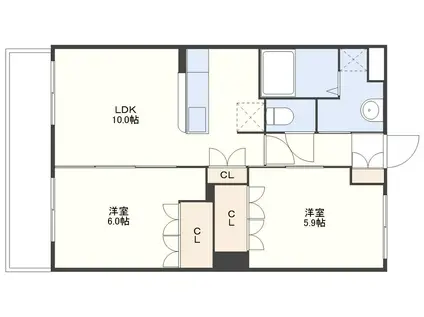 OCEAN HILLS弐番館(2LDK/2階)の間取り写真
