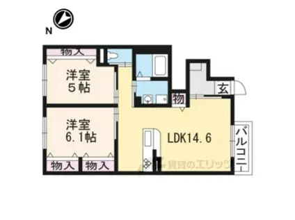 コンフォートカノン(2LDK/2階)の間取り写真