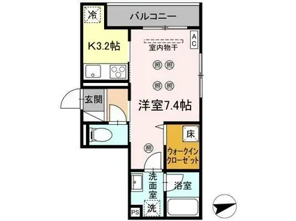 パーシモン駅南II(1K/3階)の間取り写真