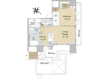 シティハウス目黒学芸大学(1LDK/3階)の間取り写真