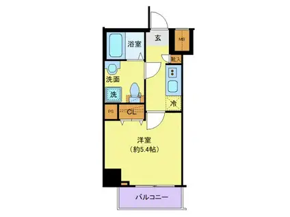 クレヴィスタ大井町(1K/4階)の間取り写真