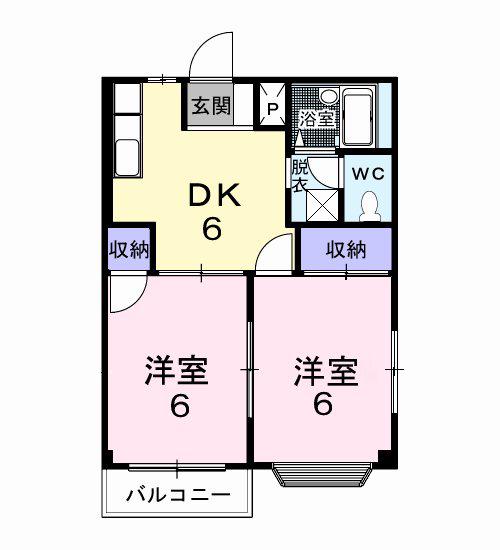 りんごの家A(2DK/2階)の間取り写真