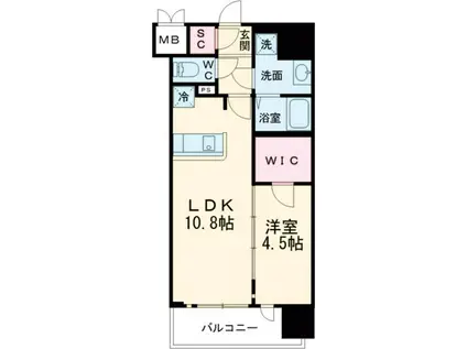 ソルテラス神戸栄町通(1LDK/2階)の間取り写真