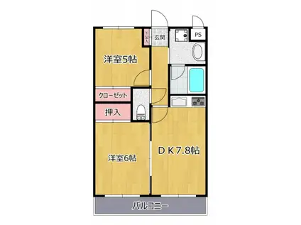 ピアッツァ仲町台ノバ(2DK/3階)の間取り写真